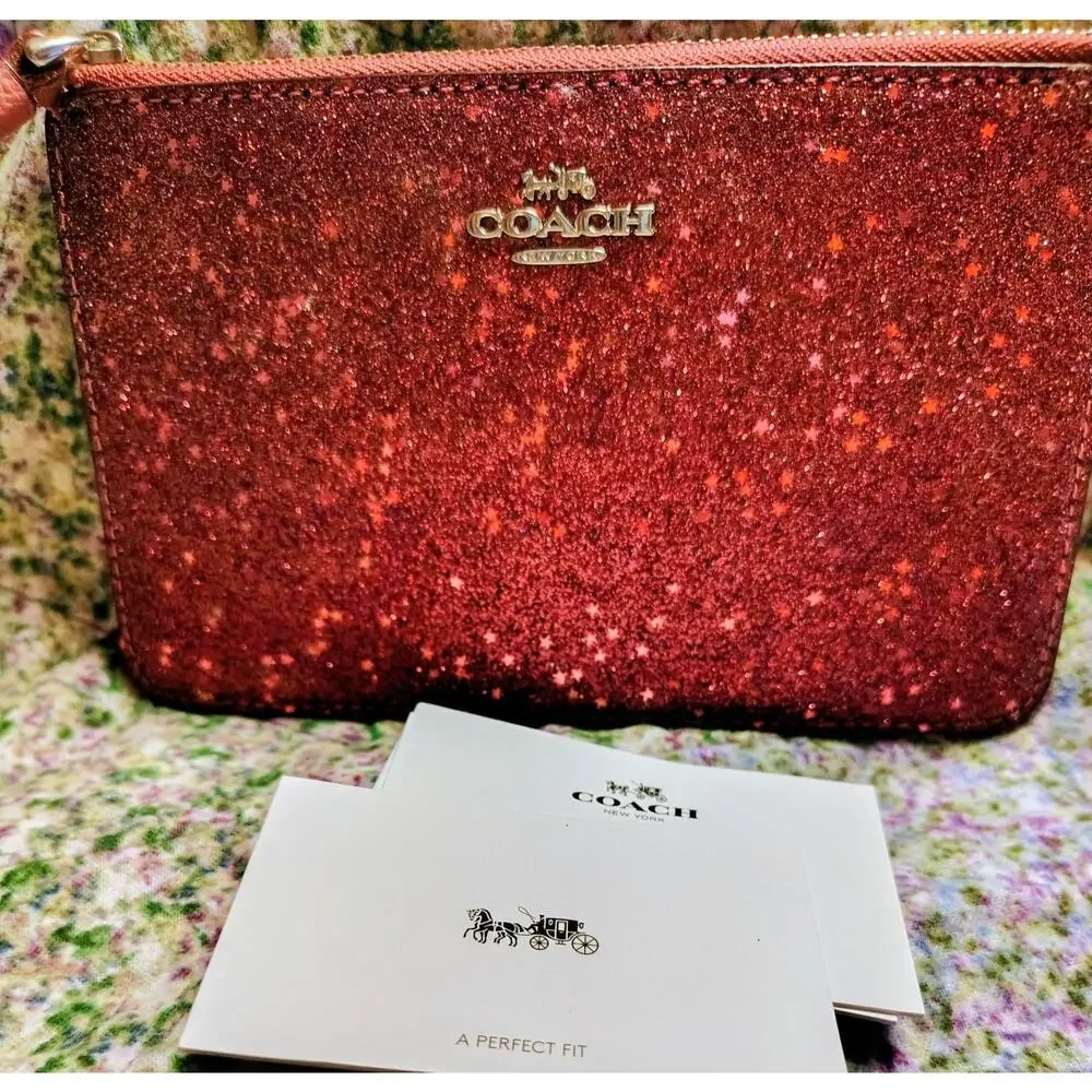 NWT Coach Star Glitter Wristlet, OxBlood Red MSRP 85.00